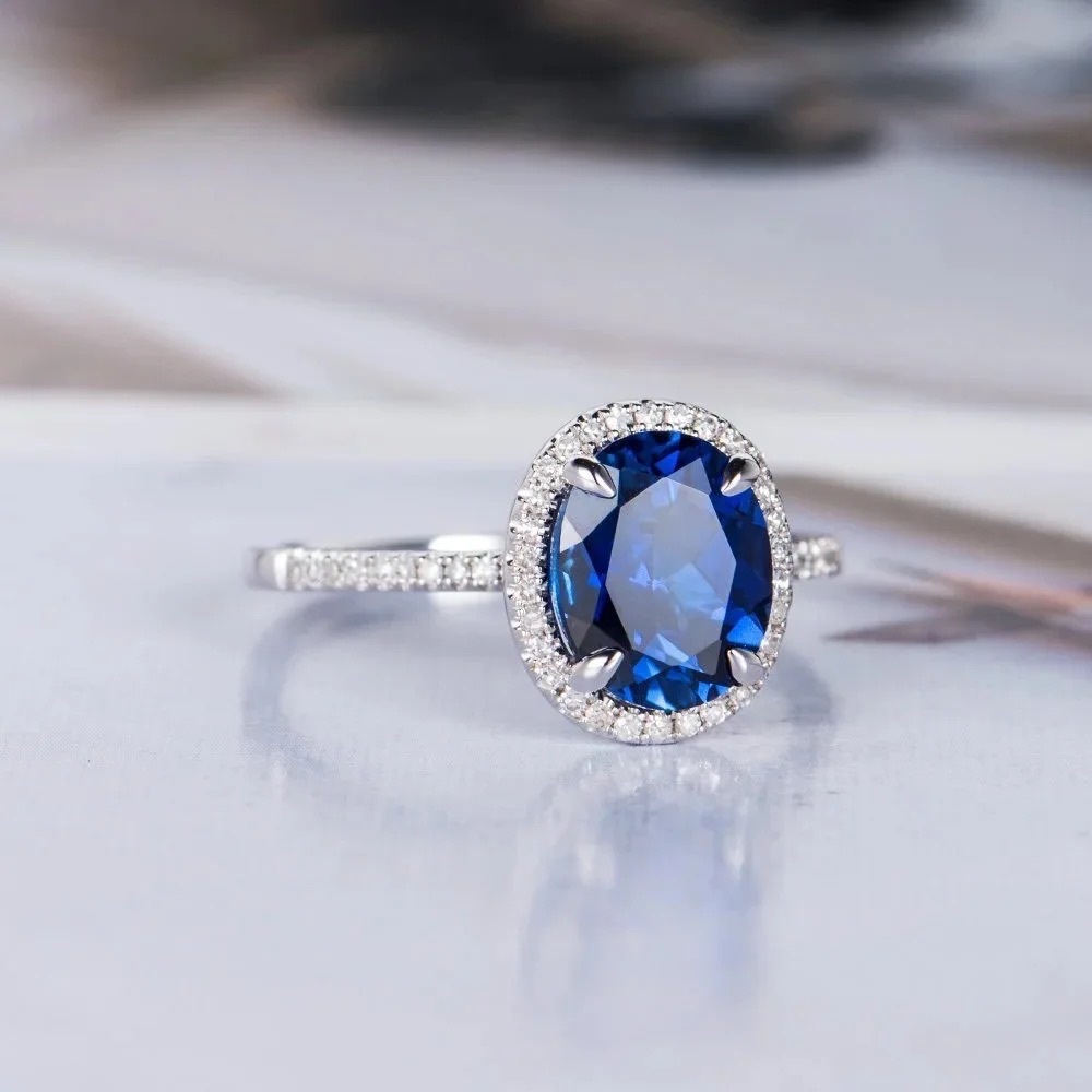 New Women’s 925 Silver Beautiful Blue Sapphire Ring - Picture 4 of 6